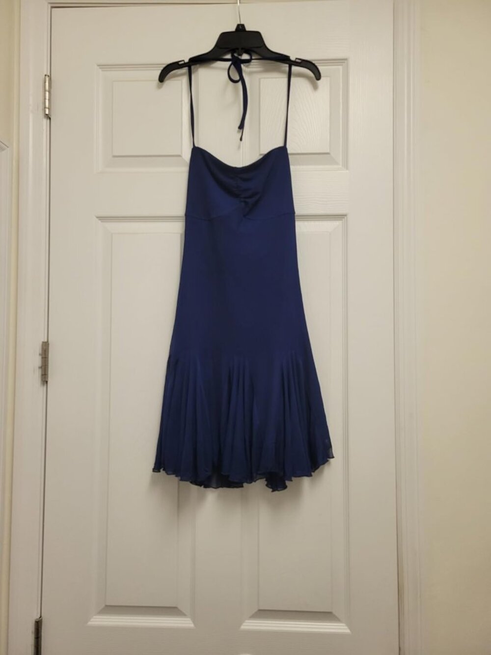 💙 Navy Blue Halter Backless Ruffle Mini Dress XS NWT